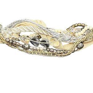 Anthropologie multistrand wrap bracelet- cream, silver, clear